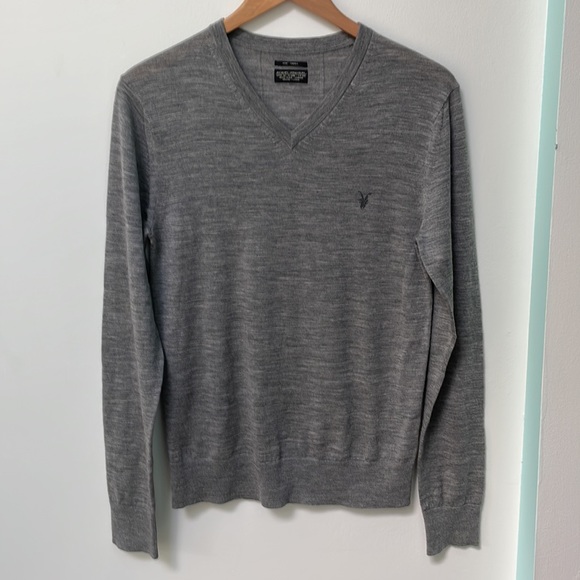 All Saints merino sweater v neck gray small - Picture 1 of 7